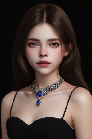 (((score_9, score_8_up, score_7_up, best quality, 4K, 8K, high-resolution, masterpiece, ultra-detailed, realistic, photorealistic))), 
(((1girl, solo, long hair, looking at viewer, blue eyes, simple background, jewelry, colored skin, black background, portrait, gem, blue gemstone))),(((high resolution, extremely sharp, ultra-real, extremely detailed, an ultra-realistic photograph captured with a Sony α7 III camera, equipped with an 85mm lens, depicting, The image, taken in high resolution.))) 