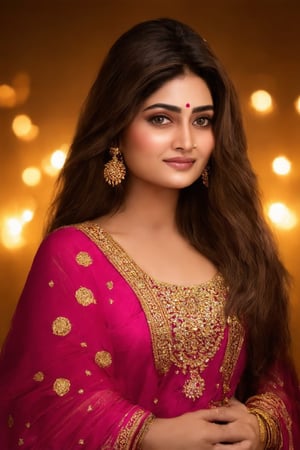 (((score_9, score_8_up, score_7_up, best quality, 4K, 8K, high-resolution, masterpiece, ultra-detailed, realistic, photorealistic, soft light, full-body_portrait))),(((Portrait of A confident-looking indian woman with long flowing hair, celebrating Diwali festival, hazel eyes, diwali background, lighting background,with flowing capes, celebrating Diwali,full body ,perfect composition, hyperrealistic, super detailed, 8k, high quality, trending art, trending on artstation, sharp focus, studio photo, intricate details, highly detailed))),(((high resolution, extremely sharp, ultra-real, extremely detailed, an ultra-realistic photograph captured with a Sony α7 III camera, equipped with an 85mm lens, depicting, The image, taken in high resolution.))) 