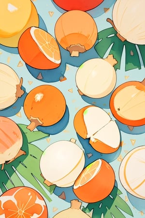 high quality, clay, claymotion, single small brown coconuts patterns, orange, tropical, color, patterns, elegant, overhead shot, colorful, watercolor, overhead, doodle, anime '80s, modules, flat, summer colors, symmetrical pattern


