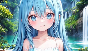 masterpiece, best quality, extremely detailed, (illustration, official art:1.1), 1 girl ,(((( light blue long hair)))), ,(((( light blue long hair)))),light blue hair, , long hair ((blush)) , cute face, masterpiece, best quality,(((((a very delicate and beautiful girl))))),Amazing,beautiful detailed eyes,blunt bangs((((little delicate girl)))),(((tareme))),droopy eyes.(true beautiful:1.2), sense of depth,dynamic angle,,,, affectionate smile, (true beautiful:1.2),,(tiny 1girl model:1.2),)(flat chest), summer, Plitvice Lakes National Park, Croatia: Emerald-green lakes cascade in a mesmerizing dance, surrounded by lush foliage and the soothing sounds of waterfalls, offering a tranquil oasis in the heart of Croatian wilderness. ,wide angle, landscape , photorealism,unreal 5 daz, extremely detailed ,((ultrasharp)),((masterpiece)),((best quality)),((ultradetailed)),((intricated details)), extremaly detailed background, ,32k, 8k ,,soft lighting,high quality,grain, beautiful and aesthetic,extremely detailed, natural shadows,
waterfall