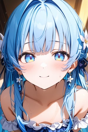 masterpiece, best quality, extremely detailed, (illustration, official art:1.1), 1 girl ,(((( light blue long hair)))), ,(((( light blue long hair)))),light blue hair, , long hair ((blush)) , cute face, big eyes, masterpiece, best quality,(((((a very delicate and beautiful girl))))),Amazing,beautiful detailed eyes,blunt bangs((((little delicate girl)))),tareme(true beautiful:1.2), sense of depth,dynamic angle,,,, affectionate smile, (true beautiful:1.2),,(tiny 1girl model:1.2),)(flat chest),Official art using high-quality hand-drawn watercolor sketch techniques. (best quality,4k,8k,highres,masterpiece:1.2),ultra-detailed,beautiful detailed eyes,A girl with beautiful eyes, everyone, beautiful anime girl, cute anime girl, smooth anime art, anime style, elegant colors, soft lighting, delicate beautiful wet eyes, very coquettish, (correct hands:1.2),,Big earrings,
