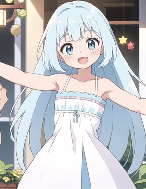 masterpiece, best quality, extremely detailed, (illustration, official art:1.1),adorable face、 1 girl ,(((( light blue long hair)))),pale blue hair,, long hair ((blush)) , cute face, big eyes, masterpiece, best quality,(((((a very delicate and beautiful girl))))),Amazing,beautiful detailed eyes,blunt bangs((((little delicate girl)))),tareme(true beautiful:1.2), sense of depth,dynamic angle,,,, affectionate smile, (true beautiful:1.2),,(tiny 1girl model:1.2),)(flat chest)、(8k, RAW photo, best quality, masterpiece, highres, absurdres, ultra detailed: 1.3), (Photography, realistic, photo-realistic: 1.4), (beautiful natural lighting,  beautiful detailed glow: 1.4),

BREAK 1 beautiful girl, (Cute: 1.5), (Chibi: 0.5), (kawaii: 2), (change: 2), , (Solo: 1.65), BREAK, (flat chest), Clear skin, , (, long eyelashes, Double eyelids: 1.4), Shiny skin, BREAK, , (curious look, blush: 1.45), ((((head tilt:1.2)))),(embarrassed),

BREAK

, (,cute blue cakes are placed on the table in front of the girl.)),
, (cowboy shot, ), (best quality, masterpiece, ultra high res), (smile:1.3), 1girl, happy birthday,her gaze full of genuine joy, party decorations in the background, sound of laughter and merriment filling the air, her figure framed by the festive atmosphere, a radiant smile that lights up her face, hint of joy and excitement in her stance, her eyes sparkling with happiness, the flowers in her hands a pop of color against her meid style, atmosphere of pure celebration and joy, her figure standing out amidst the celebration, the focus of everyone's well-wishes and blessings, an image of pure jubilation and celebration, a picture of the joyous side of life, welcoming the festive spirit with open arms, her radiance matching the cheerful atmosphere, her happy demeanor contagious, a beautiful moment of joy and celebration,
