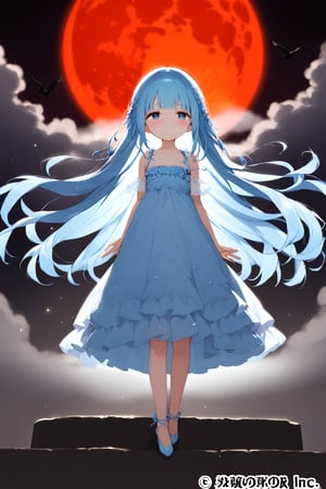 masterpiece, best quality, extremely detailed, (illustration, official art:1.1), 1 girl ,(((( light blue long hair)))), ,(((( light blue long hair)))),light blue hair, , long hair ((blush)) , cute face, masterpiece, best quality,(((((a very delicate and beautiful girl))))),Amazing,beautiful detailed eyes,blunt bangs((((little delicate girl)))),(((tareme))),droopy eyes.(true beautiful:1.2), sense of depth,dynamic angle,,,, affectionate smile, (true beautiful:1.2),,(tiny 1girl model:1.2),)(flat chest), A beautiful anime-style girl with long,,(((detailed)))Blue Eyes,Transparent hair,Face of Sadness,Sad beautiful girl,(((detailed)),(((detailed)))A beautiful immoral girl in a provocative black and grey dress,,(((detailed)))Full Body Shot,Crow,(((detailed)))dead tree,fog,Red Moon,Mysterious Flower,graveyard of darkness。, holding katana, , holding sword
