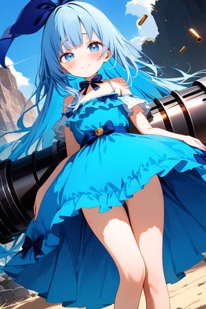 masterpiece, best quality, extremely detailed, (illustration, official art:1.1), 1 girl ,(((( light blue long hair)))), ,(((( light blue long hair)))),light blue hair, , long hair ((blush)) , cute face, masterpiece, best quality,(((((a very delicate and beautiful girl))))),Amazing,beautiful detailed eyes,blunt bangs((((little delicate girl)))),(((tareme))),droopy eyes.(true beautiful:1.2), sense of depth,dynamic angle,,,, affectionate smile, (true beautiful:1.2),,(tiny 1girl model:1.2),)(flat chest),masterpiece, top quality, best quality, official art, beautiful and aesthetic, 1girl,huge gatling gun, shell casing, looking at viewer, bangs, ammunition belt, gloves, ribbon, extreme detailed,highest detailed, optical mixing, playful patterns, lively texture, unique visual effect,,((girl with a huge gatling gun)), Posing with sexual overtones, Battlefield Background,(((full body)))
