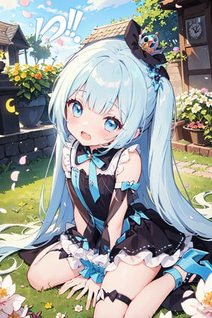 masterpiece, best quality, extremely detailed, (illustration, official art:1.1), 1 girl ,(((( light blue long hair)))), ,(((( light blue long hair)))),light blue hair, , long hair ((blush)) , cute face, big eyes, masterpiece, best quality,(((((a very delicate and beautiful girl))))),Amazing,beautiful detailed eyes,blunt bangs((((little delicate girl)))),tareme(true beautiful:1.2), sense of depth,dynamic angle,,,, affectionate smile, (true beautiful:1.2),,(tiny 1girl model:1.2),)(flat chest) ,1 idol,solo,ultra-detailed face,detailed eyes,blunt bangs,blue hair,two side up,Princess Dress,wariza,Patent high heels,looking at viewer,sleepy,open mouth,head tilt,rim light,outdoors flower garden,(osmanthus tree),(petals:1.3),1 Clock tower,From above,highly detailed illustration,masterpiece,8K,top quality,absurdly beautiful face,