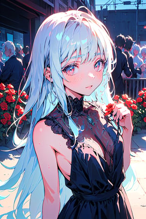 masterpiece, best quality, extremely detailed, (illustration, official art:1.1), 1 girl ,(((( light blue long hair)))), light blue hair, ,10 years old, long hair ((blush)) , small breasts,cute face, big eyes, masterpiece, best quality,(((((a very delicate and beautiful girl))))),Amazing,beautiful detailed eyes,blunt bangs((((little delicate girl)))),tareme(true beautiful:1.2),seductive smile, sense of depth,dynamic angle,,,, (show off own areola slip:1.2)affectionate smile, ,(tiny 1girl model:1.2) ((masterpiece, best quality, extremely detailed, absurdres)), focused leg, wet, sweat, shiny skin, open stance,, restrained, , point light, sweatdrop,light smile, gasping , spread legs,show panties, feet, (embarrassed, nose blush,),,reflected light, , solo, depth of field, masterpiece, best quality, extremely detailed、(PHOTO background: 1.3), small breasts,(best quality, masterpiece), (1girl, solo, black dress, standing , looking at viewer, white hair, red eyes, holding rose, closed mouth, upper body), (red dreamcatcher behind, red flower, )
