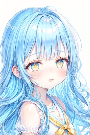 masterpiece, best quality, extremely detailed, (illustration, official art:1.1),adorable face、 1 girl ,(((( light blue long hair)))),pale blue hair,, long hair ((blush)) , cute face, big eyes, masterpiece, best quality,(((((a very delicate and beautiful girl))))),Amazing,beautiful detailed eyes,blunt bangs((((little delicate girl)))),tareme(true beautiful:1.2), sense of depth,dynamic angle,,,, affectionate smile, (true beautiful:1.2),,(tiny 1girl model:1.2),)(flat chest)、masterpiece,beautiful eyes,textile shading, custics,extremely detailed CG, shiny skin,photography,RAW photo,
,,twinbraid,yellow eyes, ,solo
school uniform, short sleeves, 2 soft serve,open mouth, smile,shopping street,white colored shirt,yellow ribbon,