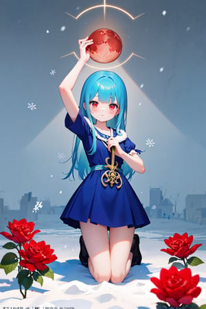 Masterpiece, best quality, extremely detailed, (illustration, official art: 1.1), (((((1 girl))))), ((light blue long hair))), light blue hair, 10 years old,  ((blush)), cute face, big eyes, masterpiece, best quality, ((a very delicate and beautiful girl)))), amazing, beautiful detailed eyes, blunt bangs (((little delicate girl)))), tareme (true beautiful: 1.2),,

Blood Moon,Long sword in hand,The expression is cold,surrealism, anaglyph, stereograms, Atmospheric perspective, Action painting, in a panoramic view, 8K, Super detail, Best quality, hyper HD, Textured skin, high qulity、

A teenage girl, red eyes,Original Character、fantasy concept art、Best shadow、shallowdepthoffield、,、Dignified、Sad expression,streaming tears,、,Stand up,Kneel on one knee,overcast day,Snow,,Brilliant and colorful paintings、、Front view、、Rose garden,Rose thorn shrub,）,,Brilliant and colorful paintings、(((+++Black mist clinging to the body))))],Most Beautiful Form of Chaos、,full body、miniskirt blue dress、beautiful dress