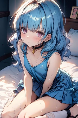 ((masterpiece, best quality, extremely detailed, absurdreasterpiece, best quality, extremely detailed, (illustration, official art:1.1), 1 girl Blunt bangs,(((( light blue long hair)))), light blue hair, fantasy,9 years old, long hair ((blush)) , cute face, big eyes, masterpiece, best quality, young 1girl,,,,(((((a very delicate and beautiful girl))))),(((flat chest))),Amazing,beautiful detailed eyeasterpiece, best quality, 1girl, (look up:1.2), breasts, (touch p ussy:1.2), (blush), (nose blush), bangs, (wariza:1.3), on bed, full body, (sweat:1.3), beautiful and shiny skin, coquettish skin,(((tareme))),,watery eyes, photo-realistic, lying,pale skin, shiny skin, shiny hair, narrow waist, slender, thin legs,night, see-through,leaning forward,happy,small breasts, 

1girl, （Solo exhibition：1.2）, （（tmasterpiece））, [slim], （little breast）, paleskin, （（detailedeyes））, （bokeh effect）, （dynamic angle）, dynamicposes, Cozy café,, Brunette with wavy curls, （Denim jacket in floral dress）, choker necklace, Backpack top quality, Photorealsitic, 8K, A high resolution, 1girl in, femele, (skin indentation), (porate:0.6), ((Wears a light blue and pink tennis uniform, small tits:1.72)), ((Super Long Straight Hair, partedbangs:1.7)), (1 Viewers looking into the eyes of a girl:1.6),(((agony))),(Keep your mouth shut),PureErosFace_V1:1,(((super mini skirt))),(Loli),(((Wet white panties))),((( Spread legs))), (((squatt))), (((Touch one))),crouched, Open legs, Sitting, Knees up,Move the center of gravity back、90 degree knees、heels on the ground、front-facing view、Arms back,angle from bellow、(((Pee yourself))),(((13 year old))),(((Visible through clothes))),(((Touch one))),(((undersized clothes))),(((Clothing that exposes,long hair))),(((NSFW))),(((From the angle from below))),(((Lift her hips))),pussy