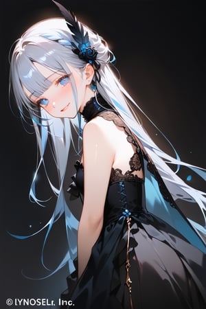 masterpiece, best quality, extremely detailed, (illustration, official art:1.1), 1 girl ,(((( light blue long hair)))), ,(((( light blue long hair)))),light blue hair, , long hair ((blush)) , cute face, big eyes, masterpiece, best quality,(((((a very delicate and beautiful girl))))),Amazing,beautiful detailed eyes,blunt bangs((((little delicate girl)))),tareme(true beautiful:1.2), sense of depth,dynamic angle,,,(((tareme))), affectionate smile, (true beautiful:1.2),,(tiny 1girl model:1.2)(flat chest) 、（dark atmosphere,gothic fashion,bright colors）,（best quality,Super exquisite,）,Sexy goth Vampire girl,In the rose garden at night,Beautiful and delicate eyes,Straight black light blue long hair with blue tips,Crow feathers,red lipstick,mysterious smile,Pale complexion,fishnet stockings,black dress,Pointed-toe bootysterious aura,The moonlight illuminates her elegant silhouette,Soft shadows and soft highlights,Contrasting colors create a vibrant atmosphere,dark and moody color palette,Subtle yet dramatic lighting effects,Sublime darkness intertwined with exquisite moonlight, She's tall and mature, red tone, beatiful pretty face
