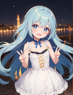 masterpiece, best quality, extremely detailed, (illustration, official art:1.1),adorable face、 1 girl ,(((( light blue long hair)))),pale blue hair,, long hair ((blush)) , cute face, big eyes, masterpiece, best quality,(((((a very delicate and beautiful girl))))),Amazing,beautiful detailed eyes,blunt bangs((((little delicate girl)))),tareme(true beautiful:1.2), sense of depth,dynamic angle,,,, affectionate smile, (true beautiful:1.2),,(tiny 1girl model:1.2),)(flat chest)、(8k, RAW photo, best quality, masterpiece, highres, absurdres, ultra detailed: 1.3), (Photography, realistic, photo-realistic: 1.4), (beautiful natural lighting,  beautiful detailed glow: 1.4),

BREAK 1 beautiful girl, (Cute: 1.5), (Chibi: 0.5), (kawaii: 2), (change: 2), , (Solo: 1.65), BREAK, (flat chest), Clear skin, , (, long eyelashes, Double eyelids: 1.4), Shiny skin, BREAK, , (curious look, blush: 1.45), ((((head tilt:1.2)))),(embarrassed),

BREAK

, (,cute blue cakes are placed on the table in front of the girl.)),
, (cowboy shot, ), (best quality, masterpiece, ultra high res), (smile:1.3), 1girl, happy birthday,her gaze full of genuine joy, party decorations in the background, sound of laughter and merriment filling the air, her figure framed by the festive atmosphere, a radiant smile that lights up her face, hint of joy and excitement in her stance, her eyes sparkling with happiness, the flowers in her hands a pop of color against her meid style, atmosphere of pure celebration and joy, her figure standing out amidst the celebration, the focus of everyone's well-wishes and blessings, an image of pure jubilation and celebration, a picture of the joyous side of life, welcoming the festive spirit with open arms, her radiance matching the cheerful atmosphere, her happy demeanor contagious, a beautiful moment of joy and celebration,
