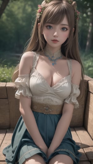 Masterpiece, best quality, 8k, forest, hills, tranquil, rustic, high definition detail, ultra detailed, cinematic lighting, surreal, soft light, deep focus bokeh,cute_girl,Wonder of Art and Beauty