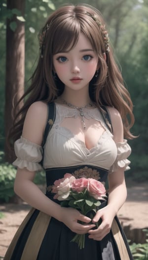 Masterpiece, best quality, 8k, forest, hills, tranquil, rustic, high definition detail, ultra detailed, cinematic lighting, surreal, soft light, deep focus bokeh,cute_girl,Wonder of Art and Beauty