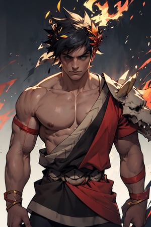 Zagreus as a powerful muscular berserker,