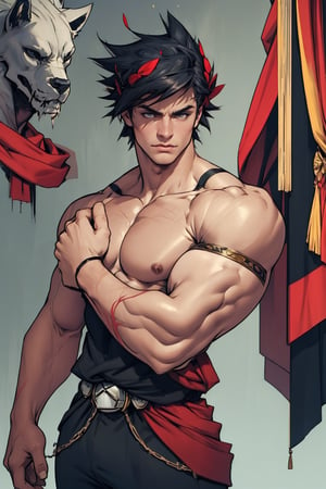 Zagreus with large muscular body shape and veins