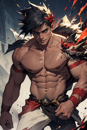 Zagreus as a powerful muscular berserker 