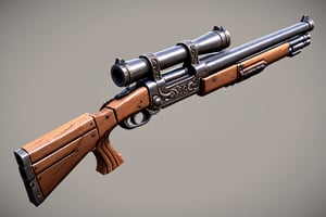 Double Barreled “Sawed-Off” Stagecoach Shotgun, retro shooter, shotgun, classic, detailed, 3d model, sprite, game art, blocky, low poly, doom, wooden grip, double barrel 