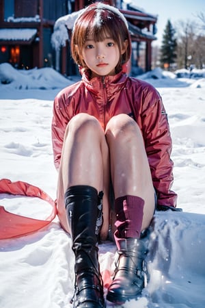 Nsfw,(highly detailed body, highly detailed face:1) , photo realistic, sexy pose , European girl, smile, wear white winter jacket, naked waist, light brown hair in wind, hiking short boots, ((snow in the background)), The overall atmosphere is bright and colorful, seductive eyes, ,no_bra,pink_hair, short_hair,nakano_ichika_gotoubunnohanayome, bangs,Doggy Style,pussy,full body,(panties aside:1.5), hair_between_eyes,small breasts