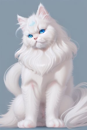 Persian cat, white, fluffy, blue eyes