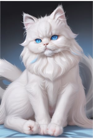 Persian cat, white, fluffy, blue eyes