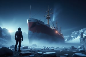 escimo gazes up at a colossal icebreaker ship that is captured in ice. The scene unfolds with meticulous attention to detail: the imposing size of the ship looming. This mesmerizing photograph radiates with vivid colors and sharp contrast. the atmosphere is depressing with no hope for rescue. The high resolution of the image accentuates every intricate element, from the intricate ice to rust on the ice breaker ship. the escimo is staring at the desolated ship.
Wide range of colors., Dramatic,Dynamic,Cinematic,Sharp details
Insane quality. Insane resolution. Insane details. Masterpiece. 32k resolution.detailxl