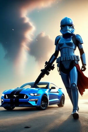 (+18) ,
A Sexy female stormtrooper with her (Ford mustang) near The statue of liberty ,

beautiful blue sky with imposing cumulonembus clouds, 
masterpiece, real_booster,,H effect,stormtrooper,more detail XL