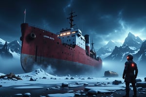 escimo gazes up at a colossal icebreaker ship that is captured in ice. The scene unfolds with meticulous attention to detail: the imposing size of the ship looming. This mesmerizing photograph radiates with vivid colors and sharp contrast. the atmosphere is depressing with no hope for rescue. The high resolution of the image accentuates every intricate element, from the intricate ice to rust on the ice breaker ship. the escimo is staring at the desolated ship.
Wide range of colors., Dramatic,Dynamic,Cinematic,Sharp details
Insane quality. Insane resolution. Insane details. Masterpiece. 32k resolution.detailxl