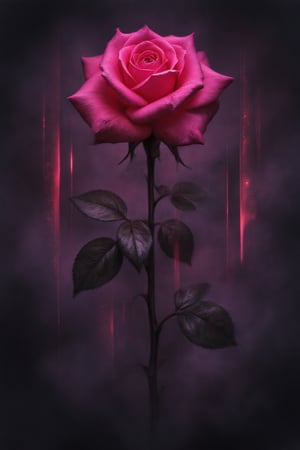 charocalflux style, cyberpunk-themed rose, creating a moody yet energetic atmosphere. ,