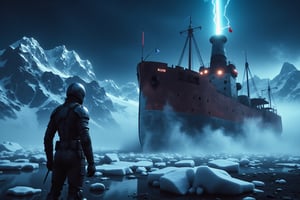 escimo gazes up at a colossal icebreaker ship that is captured in ice. The scene unfolds with meticulous attention to detail: the imposing size of the ship looming. This mesmerizing photograph radiates with vivid colors and sharp contrast. the atmosphere is depressing with no hope for rescue. The high resolution of the image accentuates every intricate element, from the intricate ice to rust on the ice breaker ship. the escimo is staring at the desolated ship.
Wide range of colors., Dramatic,Dynamic,Cinematic,Sharp details
Insane quality. Insane resolution. Insane details. Masterpiece. 32k resolution.detailxl