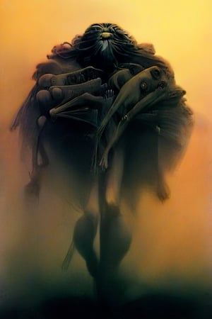 woman with magical orb,digital artwork by Beksinski