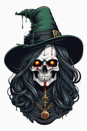  red eye skull rusty orange and gold, green, blue,  Illustration style, print ready vector t-shirt design, illustration of SCARY skull with  blood dripping  , professional vector, high detail, t-shirt design, graffiti, vibrant COLOR ,highly detailEd, bold drawing pen and ink, perfect composition, beautiful detailed intricate insanely detailed , cartoon type, comic book, STEAMPUNK ART, 