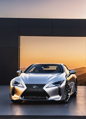 RAW phontograph of Ultra realistic Lexus LC 500 car,  cool, asthetic, ,full car in frame, full car picture, highly detaited, 8k, 1000mp,ultra sharp, master peice, realistic,detailed grills, detailed headlights,4k grill, 4k headlights, sitting in car showroom, beautiful lighting