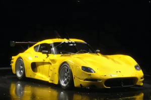 sleek yellow 2 door race car