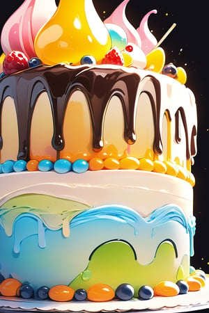//quality, masterpiece:1.4,detailed:1.4,best quality:1.4, //,close_up shot  of slime cake, cake focus,low-angle_shot,Colorful art,Vivid Colors,CakeStyle,black_background