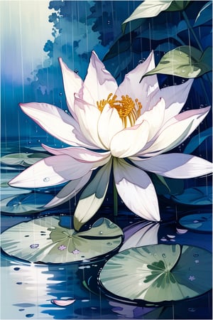 //quality, (masterpiece:1.4), (detailed), ((,best quality,)),//(heavy raining:1.3),(flowers:1.4),flower focus,lily_(flower),leaf,plant,reflection,spring,Sepals,Petals,watercolor \(medium\)