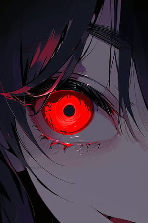 //quality, (masterpiece:1.331), (detailed), ((,best quality,)),//,(,first-person_view),night,dark background,dark anime,creepy, horror,one loli (long hair:1.3),black_hair,eye focus,glowing eye,close up to eye, red eye,emo,dark fantasy, googly eyes, only eyes, eyelid, pupll, sclera, iris, bloodshot eyes, scary, constricted pupils,slit pupils