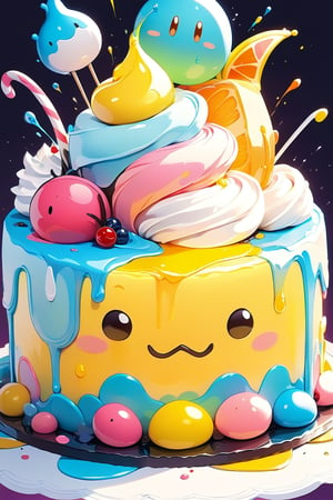 //quality, masterpiece:1.4,detailed:1.4,best quality:1.4, //,close_up shot  of slime cake, cake focus,low-angle_shot,Colorful art,Vivid Colors,CakeStyle
