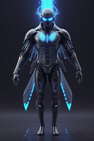 create a futuristic a costume that can make a human fly keep him his desired temperature and also protect from rain, 3d render, cinematic,<lora:659095807385103906:1.0>