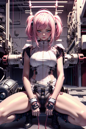 NSFW,((high resolution)), ((UHD)), ((incredibly absurdres)), ((One android girl)), in the cyberstyle city, pink hair, slender boby, brighten parts, extremely detailed mecha suit, no panties, wet pussy, Cinematic angle, smiling face, ultra fine quality, masterpiece, best quality, incredibly absurdres, fhighly detailed, sharp focus, (photon mapping, radiosity, physically-based rendering, automatic white balance), masterpiece, best quality, furure_urban, incredibly absurdres, Mecha Sailor Soldier Short Ponytail Combat Helmet Night Vision Goggles Tactical Belt Combat Boots Tactical Vest Combat Crouching Realistic,urban techwear,full_gear_soldier,knees up and sitting,holding sword