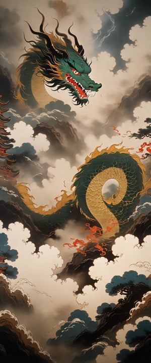  A dragon is a creature that lives in the air currents of clouds. The upper part of the display scene is clouds and the lower part is water, Chinese auspicious cloud patterns, Japanese Ukiyo-e water ripples, extremely depicting the relationship between water and dragons, the concept of Chinese dragons, a giant dragon emerges from the clouds and rain, cold colors, 8k picture quality , extremely realistic, hyper-realistic, extremely fine, light and shadow, sharp focus, emitting diodes, smoke, artillery, sparks, racks, system unit, perfect composition, beautiful detailed intricate insanely detailed octane render trending on artstation, 8 k artistic photography, photorealistic concept art, soft natural volumetric cinematic perfect light, chiaroscuro, award - winning photograph, masterpiece, oil on canvas, raphael, caravaggio, greg rutkowski, beeple, beksinski, giger,ct-niji2,ct-drago,H effect