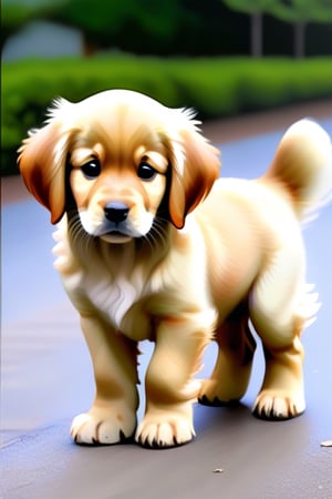 cachorra golden retriver color beige, como el pelaje lacio, va camino a un parque, 



