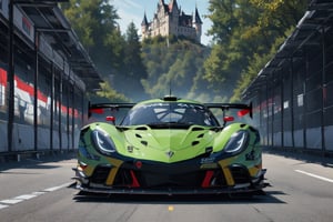 (ultra-detailed, best quality, masterpiece, photo-realistic, 8K wallpaper),dreamy and gothic fantastic atmosphere,pretty girl drive a car in green hell,beautiful formula car parked in the pit garage,It has a lot of winglets,slanted headlights,light on,light on,Racing car color is red with white line.A car with fantasic armored decoration,A winding road with height differences,(front view:1.2),high color
BREAK
(A castle can be seen beyond the deep forest,dark night,light up),ASURADA_GSX,xsty