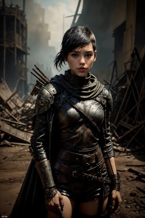 The origins of powerful characters in Mad Max: Fury Road. As the world collapsed, young Furiosa was snatched from the Evergreens and fell into the hands of the Biker Tribe, led by the warlord Dementus.,valkyrie style,nodf_lora