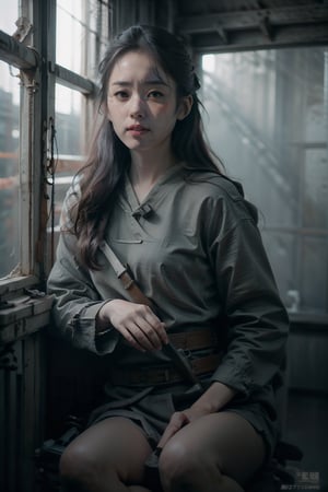 Chinese swordsman, warrior girl, in the style of editorial illustrations, 32k uhd, monochromatic artworks, white and gray, detailed portraits, loish, fantastical, highly detailed, vibrant, production cinematic character render, ultra high quality model ,Japanese mature woman