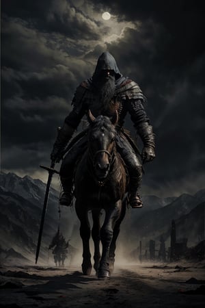 On a cold dark winter night, hidden by the stormy light, A battle rages for the right for what will become, In the valley of the damned, a warrior with sword in hand, Travels fast across the land for freedom he rides