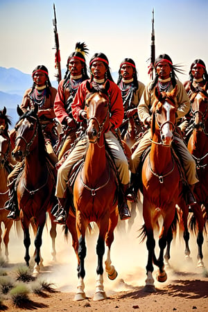 An Apache war party on horseback