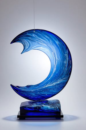 An extremely beautiful blown glass creation of a blue moon