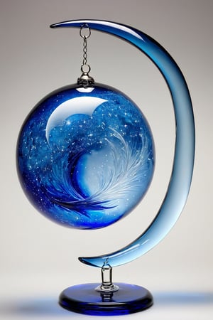 An extremely beautiful blown glass creation of a blue moon