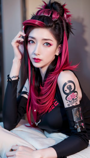 Photo album of Chinese actress Jiang Shuying.
(masterpiece, top quality, best quality, official art, beautiful and aesthetic:1.2), hdr, high contrast, wideshot, 1girl, long red straight hair with bangs, look at viewer, clearly brown eyes, longfade eyebrow, soft make up, ombre lips, full body tattoo, medium breast, punk girl, (punk theme:1.5), finger detailed, background detailed, ambient lighting, extreme detailed, cinematic shot, realistic ilustration, (soothing tones:1.3), (hyperdetailed:1.2),perfect,test