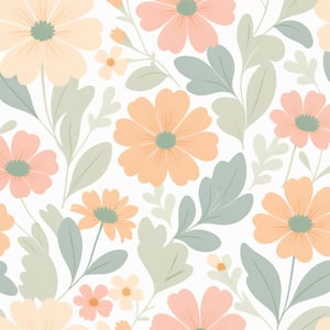 a pattern of flowers and leaves on a white background, pastel flowery background, dreamy floral background, garden flowers pattern, seamless pattern design, flowery wallpaper, floral background, flowers background, repeating fabric pattern, field of flowers background, floral wallpaper, background art nouveau, pastel background, warm toned gradient background, seamless pattern, flower background, soft cute colors